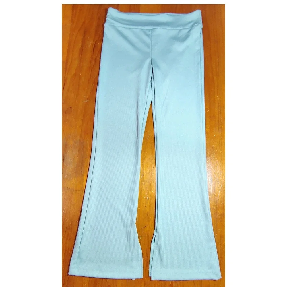 Converse Kids Mint Green Ribbed Flare Leggings Pants Size L 12-13‎ Years